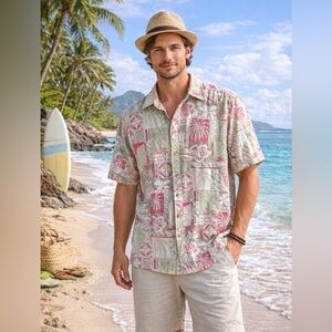 Cooke Street Honolulu Men's XL Hawaiian Button Up Shirt 100% Cotton